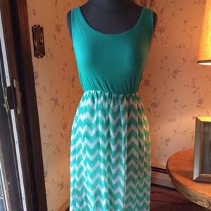 Turquoise dress with decorative bottom